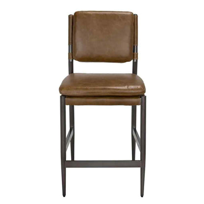 Wooster Cuba Brown Leather Barstool