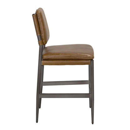 Wooster Cuba Brown Leather Barstool