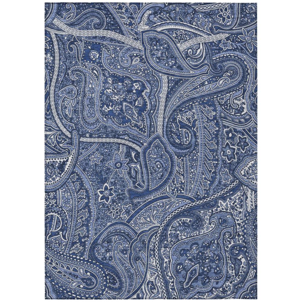 Addison Rugs Woven Blocks Blue Washable Indoor-Outdoor Rug