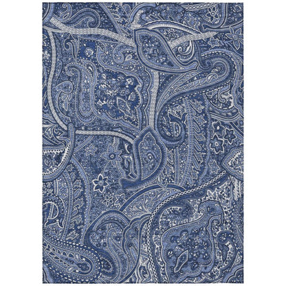 Addison Rugs Woven Blocks Blue Washable Indoor-Outdoor Rug