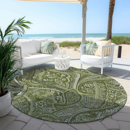 Addison Rugs Woven Blocks Green Washable Indoor-Outdoor Rug