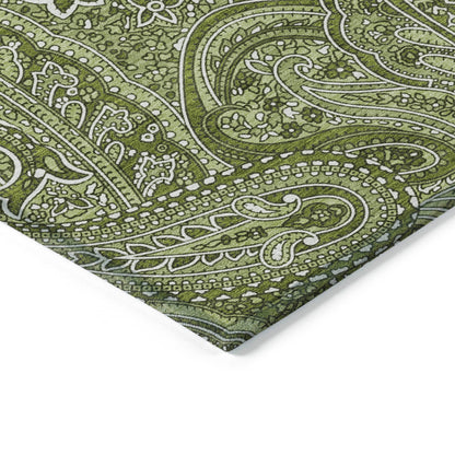Addison Rugs Woven Blocks Green Washable Indoor-Outdoor Rug