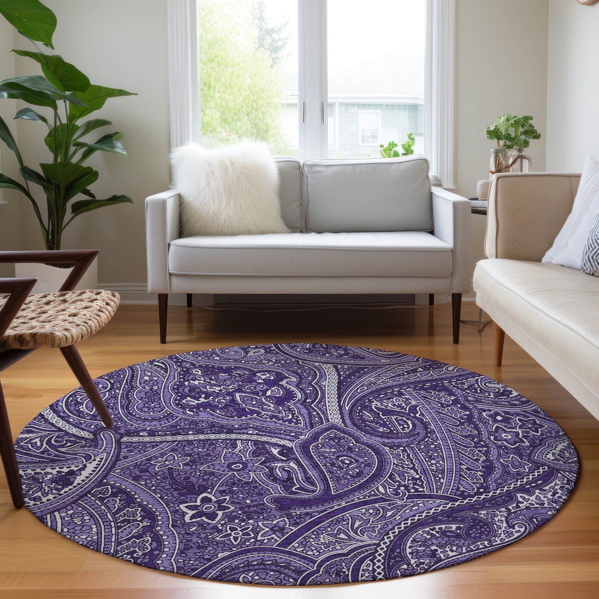 Addison Rugs Woven Blocks Purple Washable Indoor-Outdoor Rug