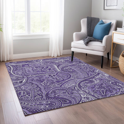 Addison Rugs Woven Blocks Purple Washable Indoor-Outdoor Rug