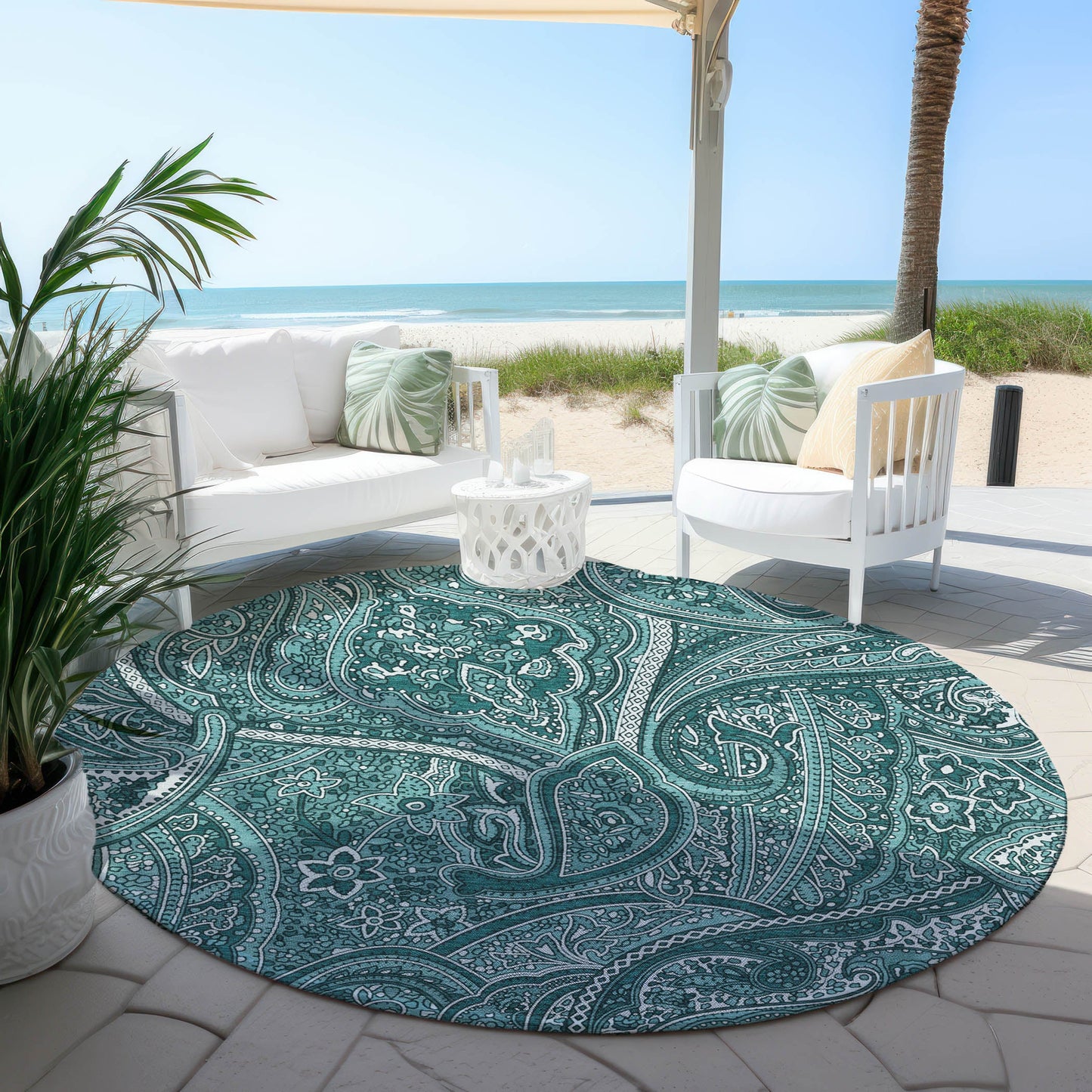 Addison Rugs Woven Blocks Teal Washable Indoor-Outdoor Rug