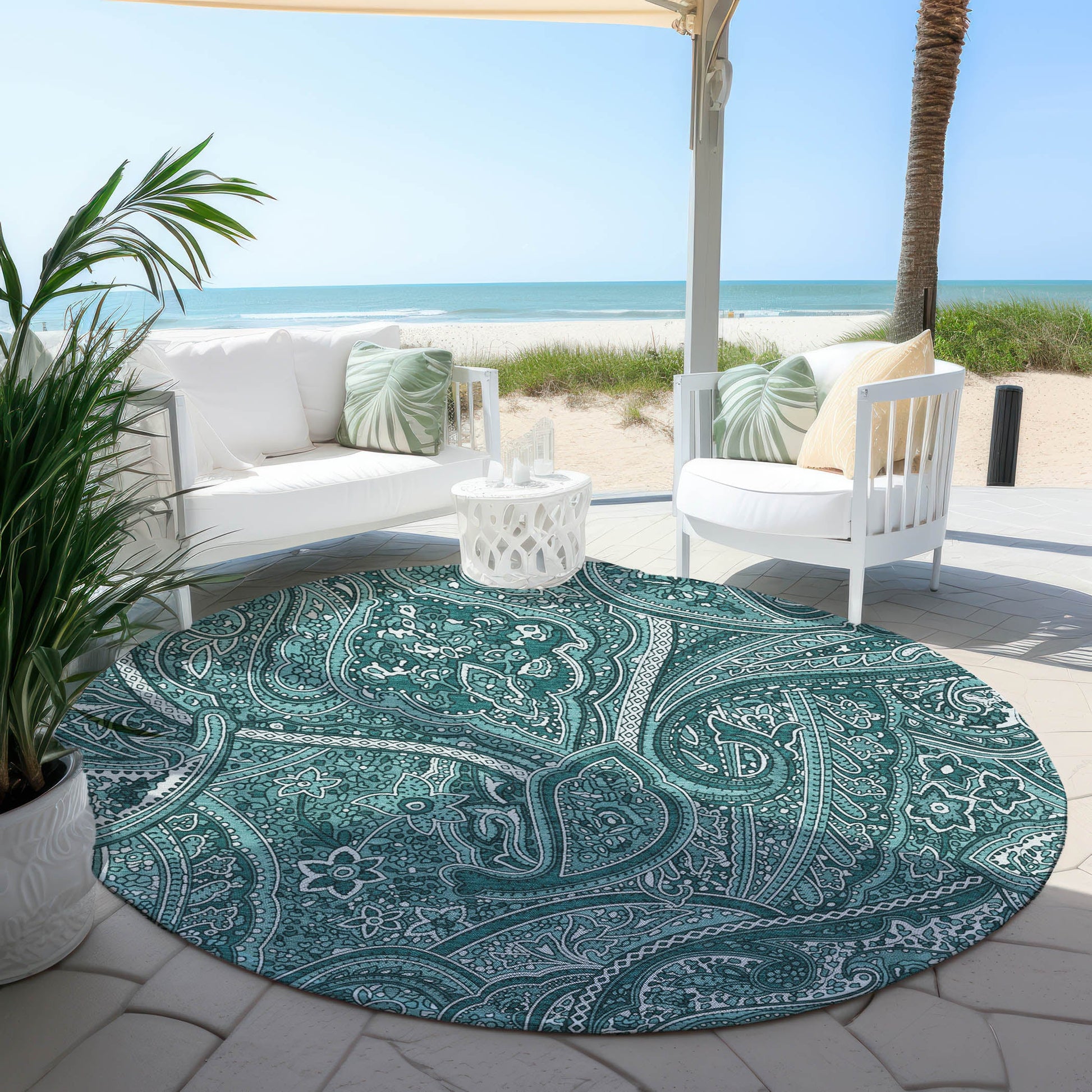 Addison Rugs Woven Blocks Teal Washable Indoor-Outdoor Rug