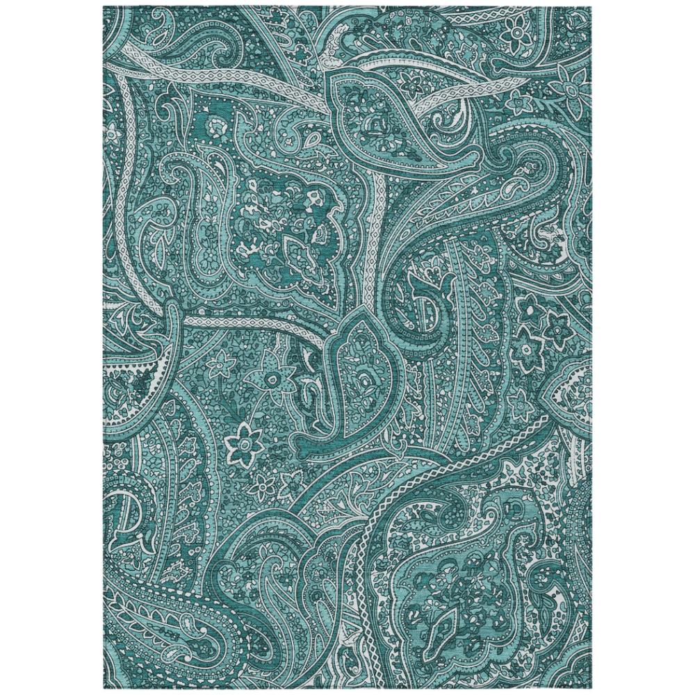 Addison Rugs Woven Blocks Teal Washable Indoor-Outdoor Rug