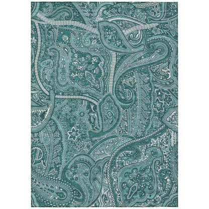 Addison Rugs Woven Blocks Teal Washable Indoor-Outdoor Rug