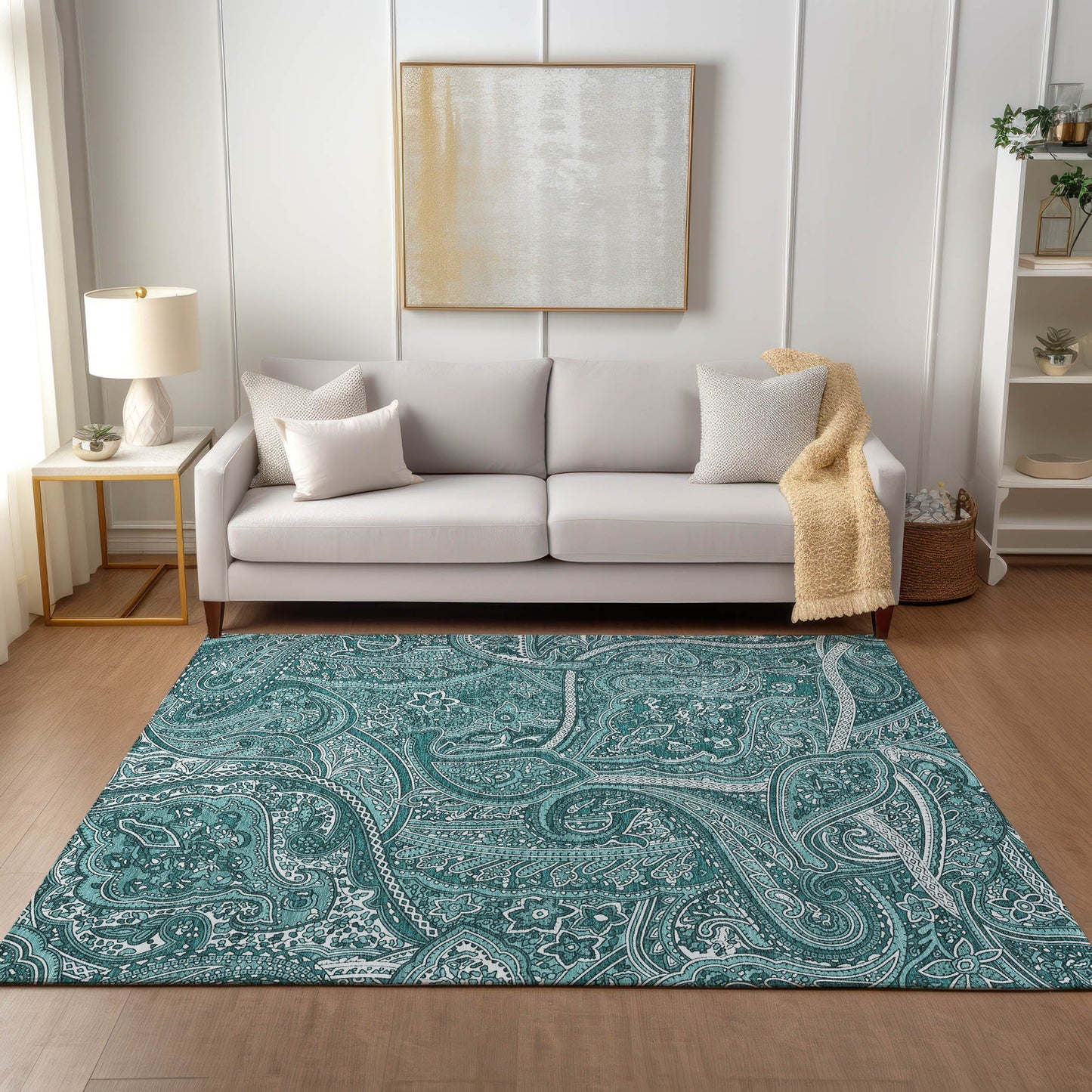 Addison Rugs Woven Blocks Teal Washable Indoor-Outdoor Rug