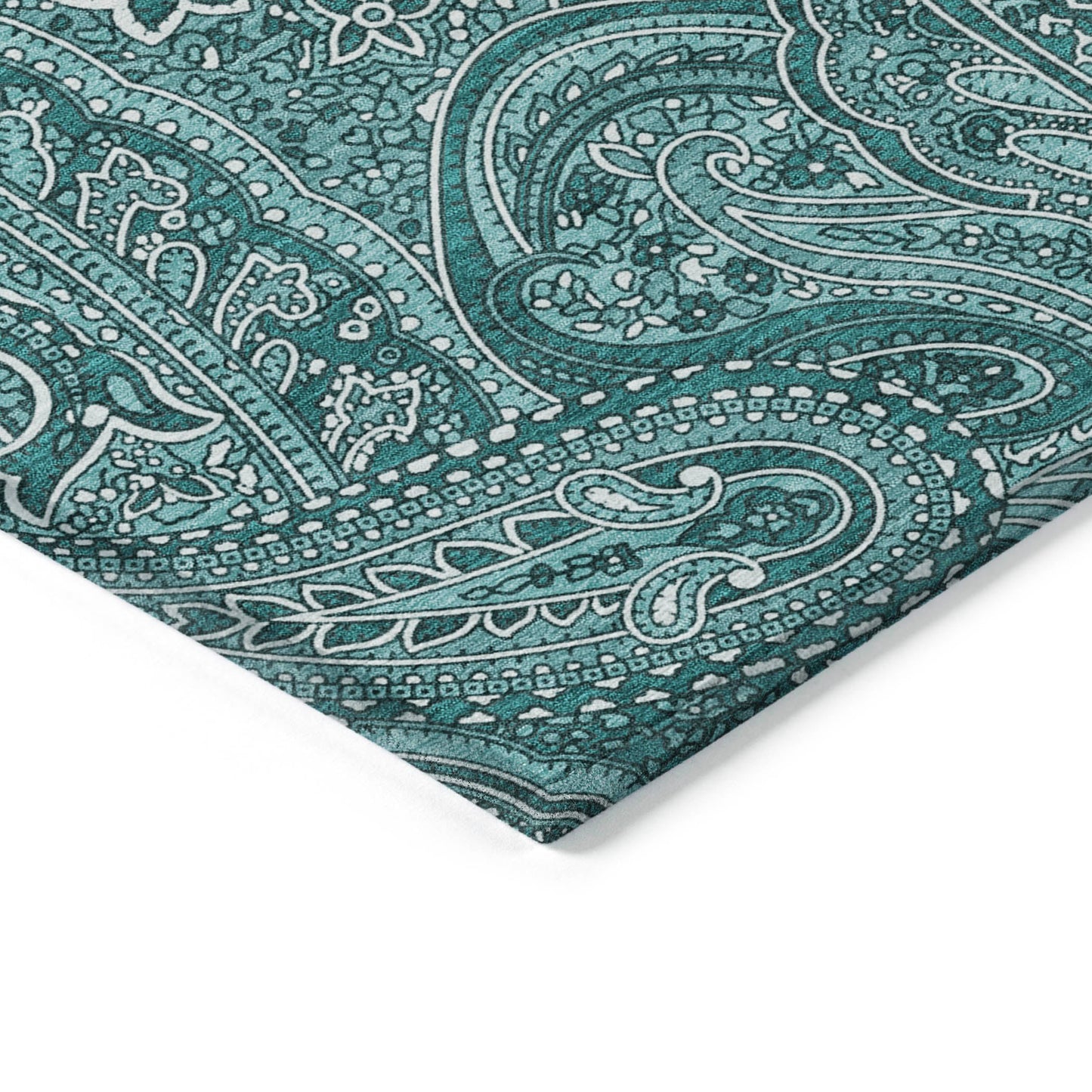 Addison Rugs Woven Blocks Teal Washable Indoor-Outdoor Rug