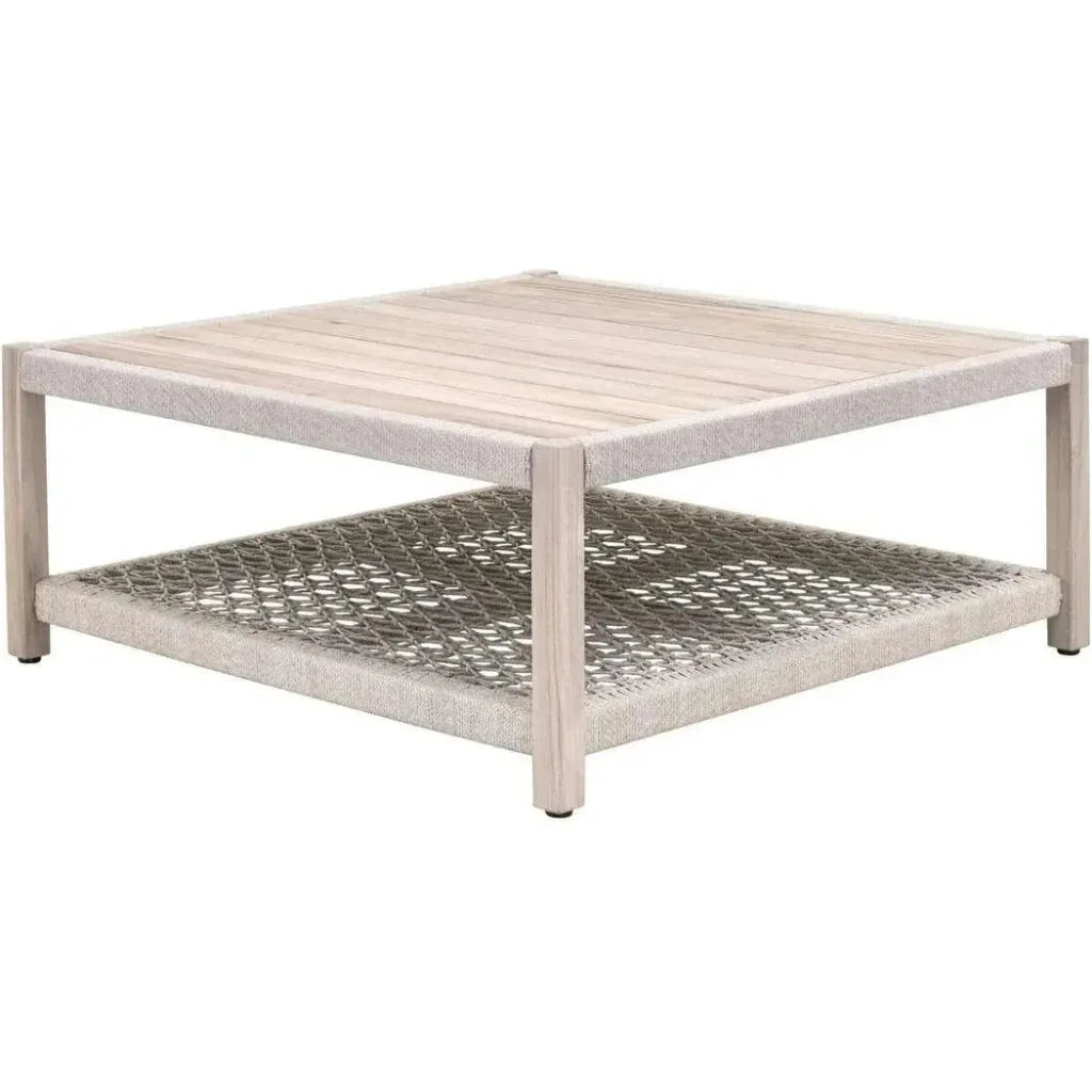 Wrap Outdoor Teak Square Coffee Table-Outdoor Coffee Tables-Essentials For Living-LOOMLAN