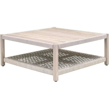 Wrap Outdoor Teak Square Coffee Table-Outdoor Coffee Tables-Essentials For Living-LOOMLAN