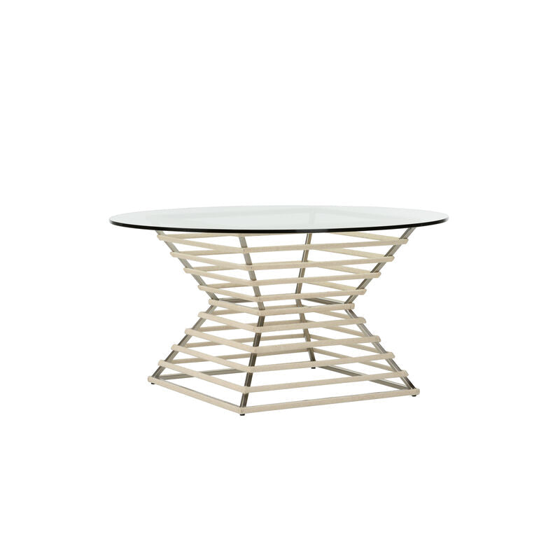 Wrapped Glass Top Round Cocktail Table-Coffee Tables-Chelsea House-LOOMLAN