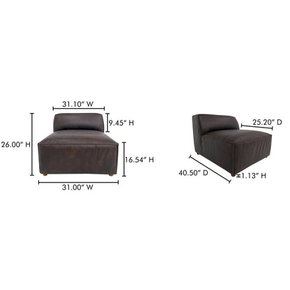 Form Espresso Brown Leather Slipper Modular Sofa