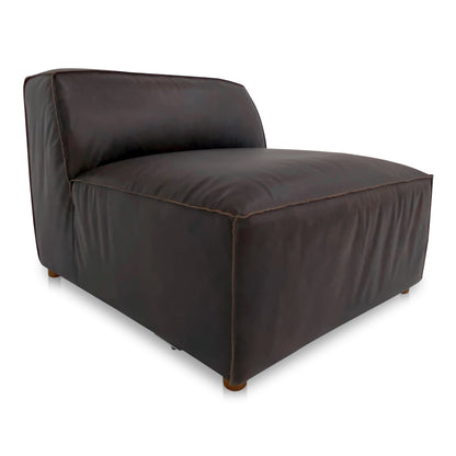 Form Espresso Brown Leather Slipper Modular Sofa