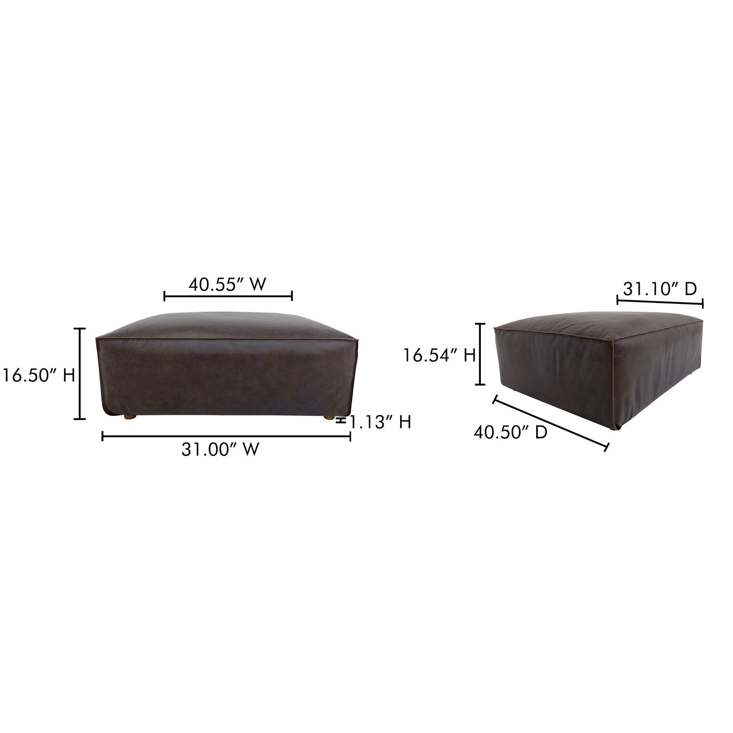 Moe's Home Form Espresso Brown Leather Ottoman
