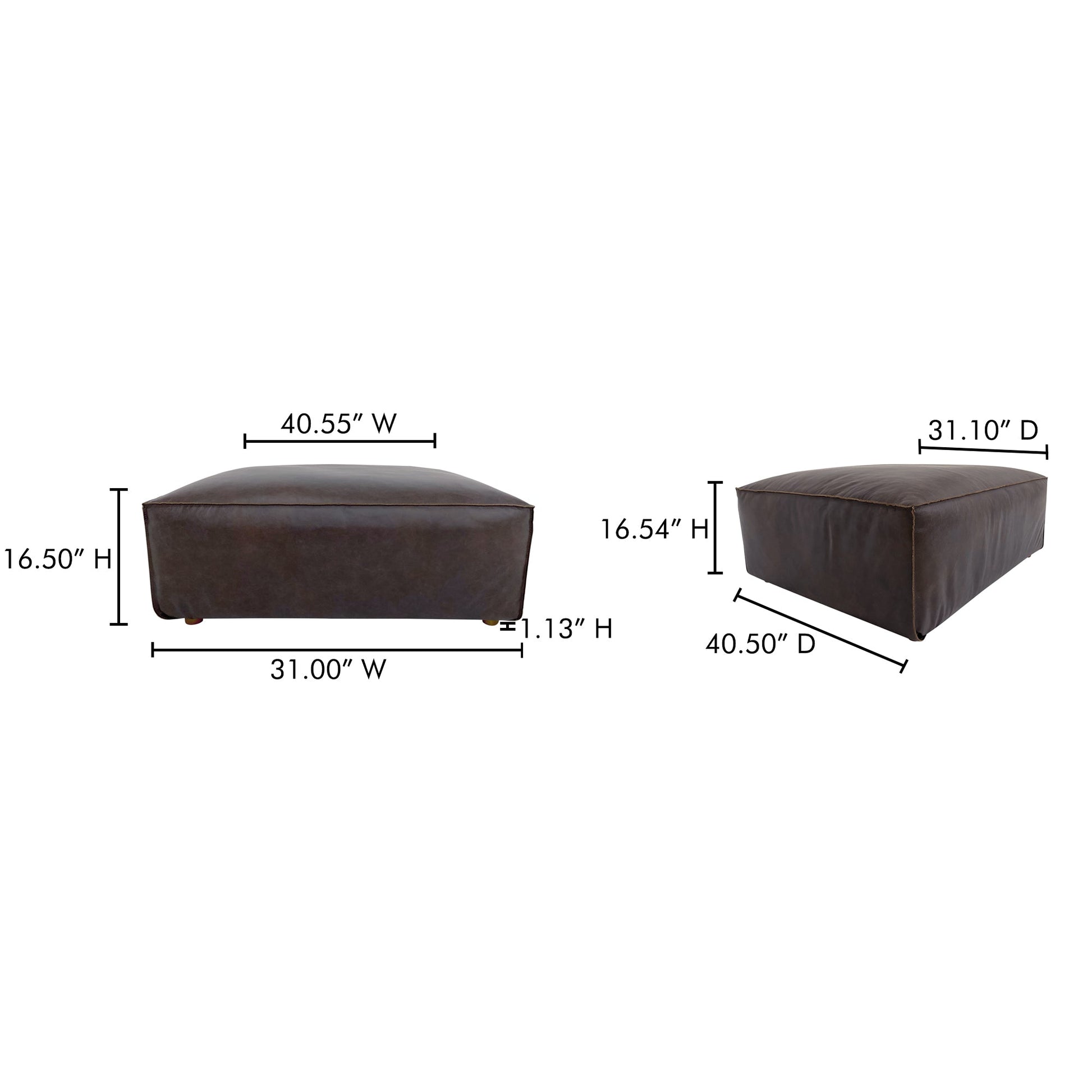 Moe's Home Form Espresso Brown Leather Ottoman