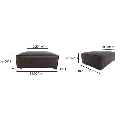 Moe's Home Form Espresso Brown Leather Ottoman
