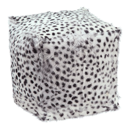 Spotted Goat Grey Fur Pouf