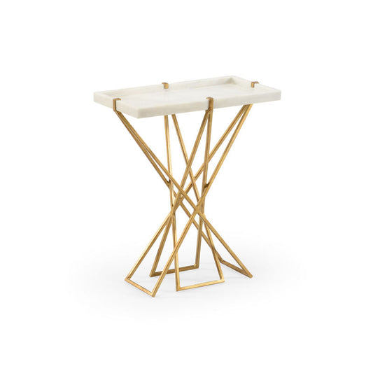 Xavier White Stone Top Drinks Table-Side Tables-Wildwood-LOOMLAN