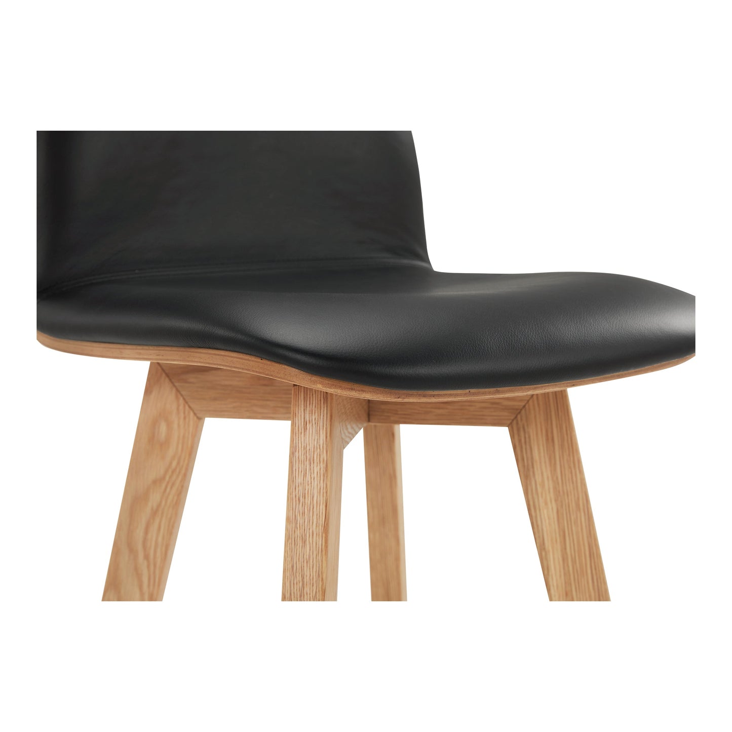 Napoli Black Leather and Wood Bar Stool