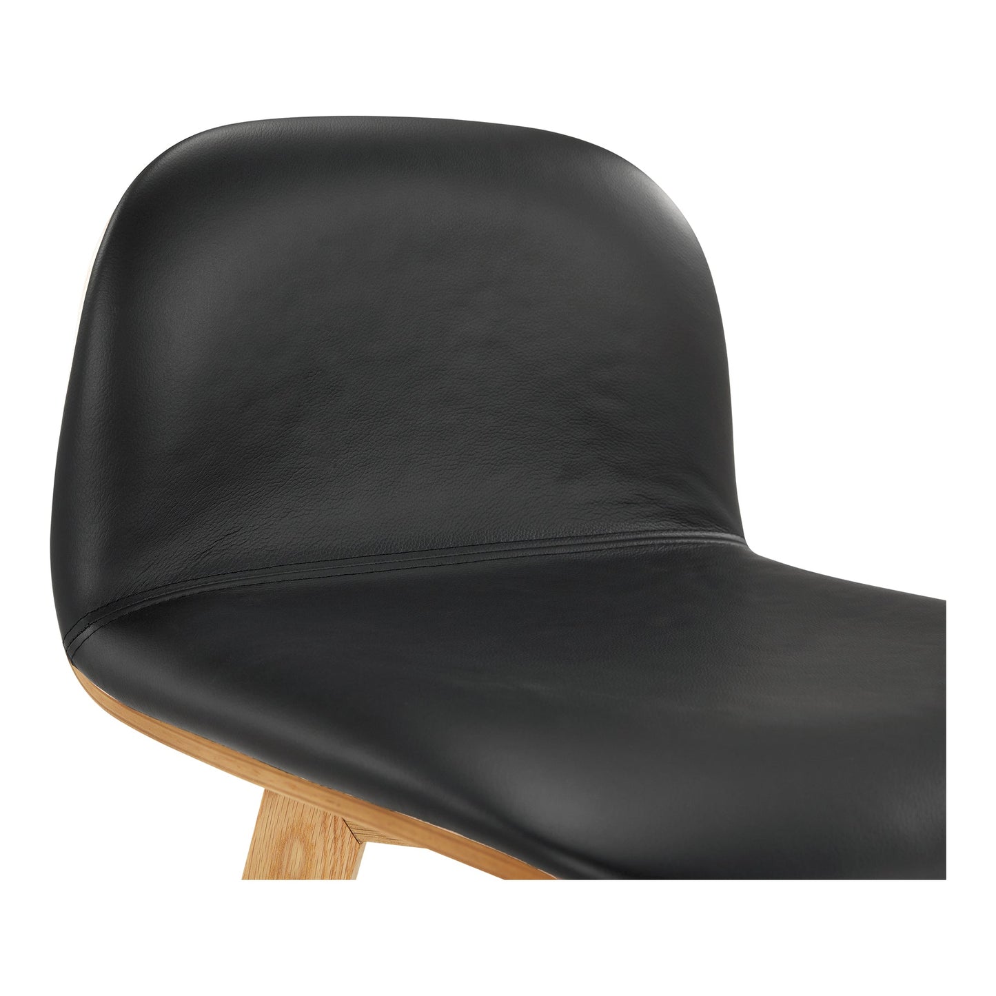 Napoli Black Leather and Wood Bar Stool