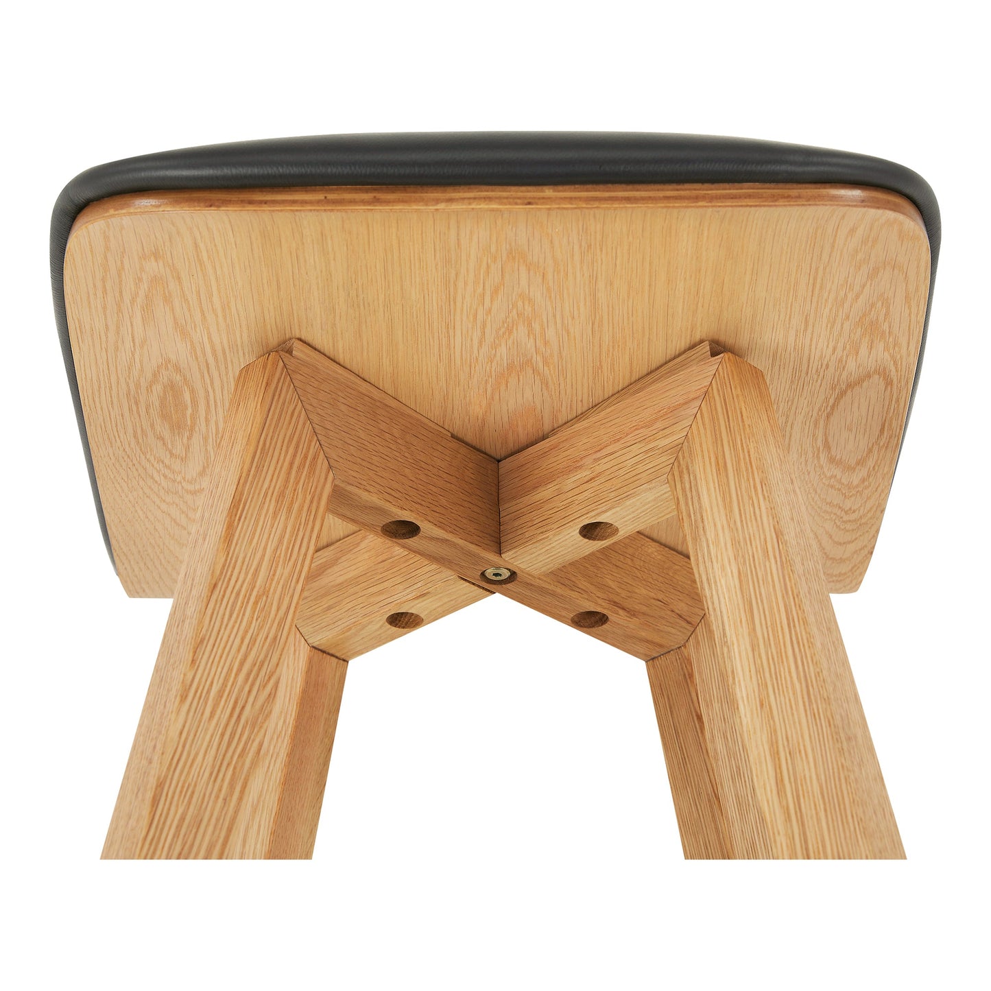 Napoli Black Leather and Wood Bar Stool