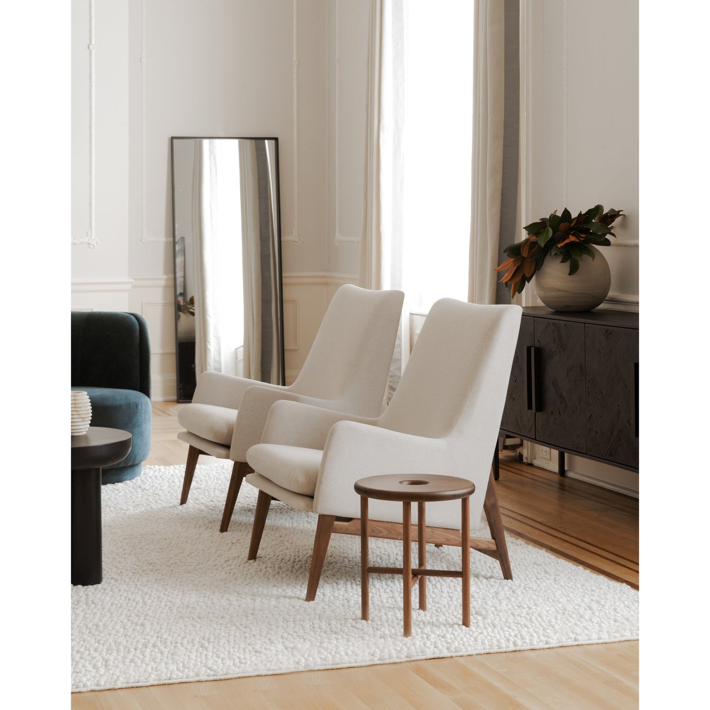 Asta Polyester Upholstered Beige Armchair