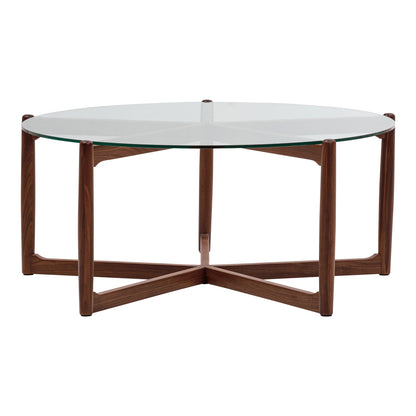 Hetta Wood and Glass Round Coffee Table