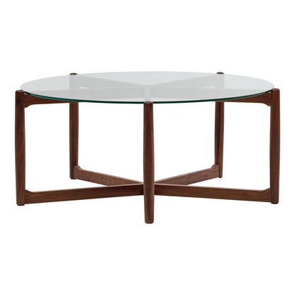 Hetta Wood and Glass Round Coffee Table