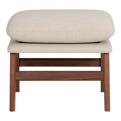 Asta Polyester Upholstered Ottoman with Wood Leg