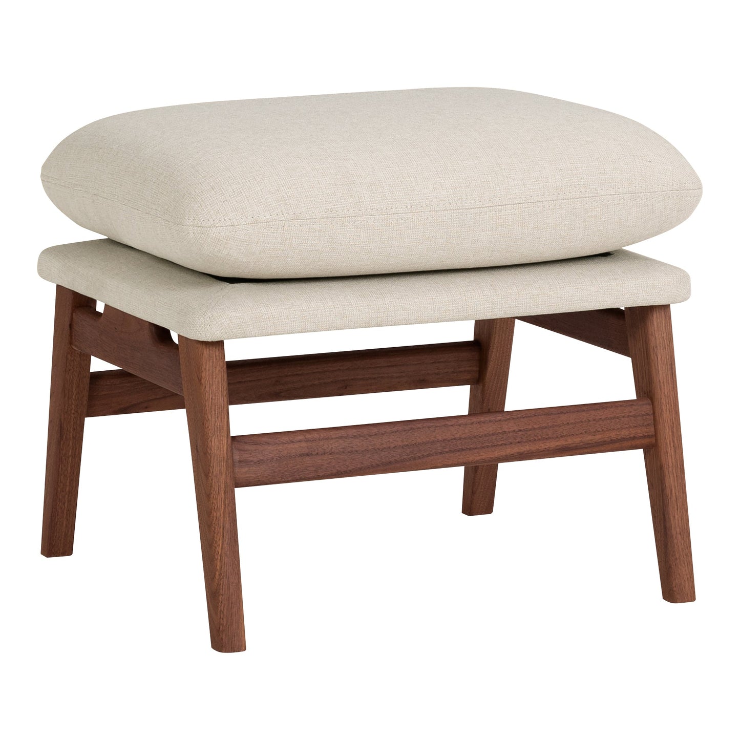 Asta Polyester Upholstered Ottoman with Wood Leg