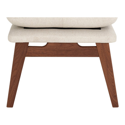 Asta Polyester Upholstered Ottoman with Wood Leg