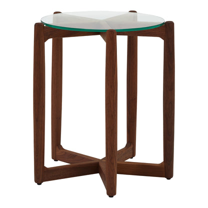 Hetta Wood and Glass Round Side Table