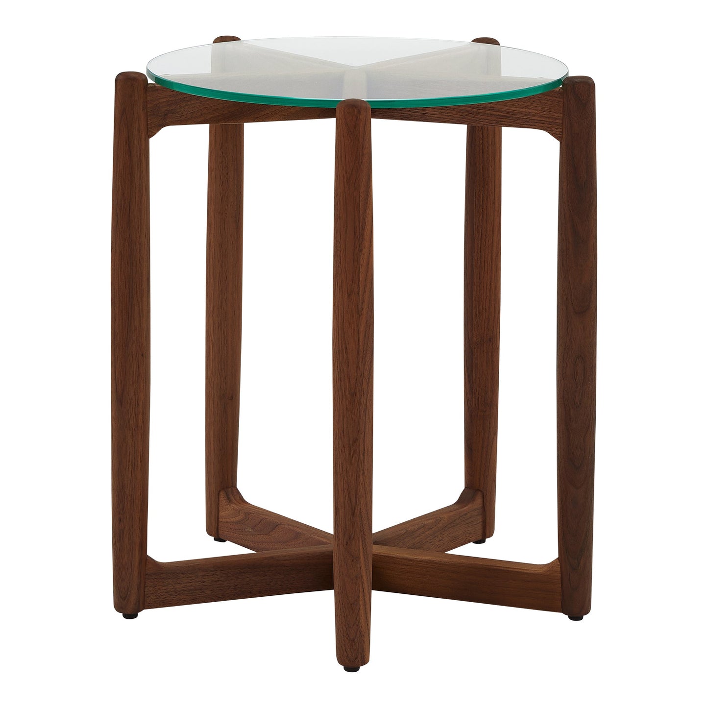 Hetta Wood and Glass Round Side Table