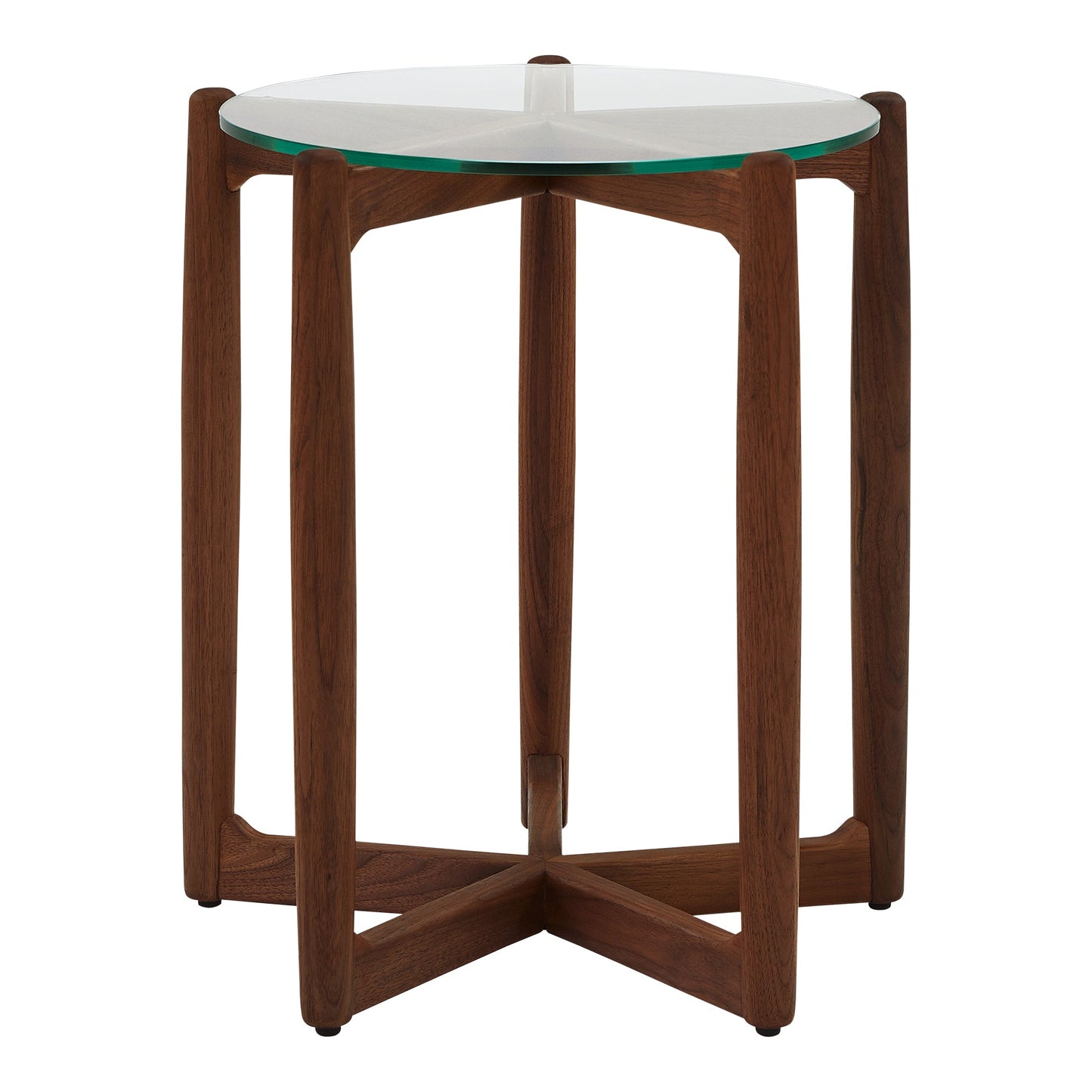 Hetta Wood and Glass Round Side Table