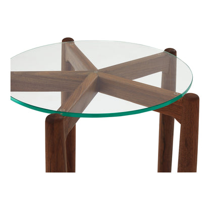 Hetta Wood and Glass Round Side Table