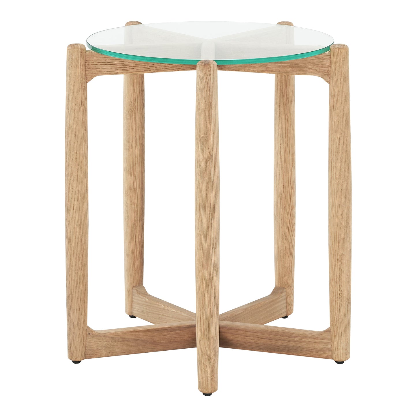 Hetta Wood and Glass Round Side Table