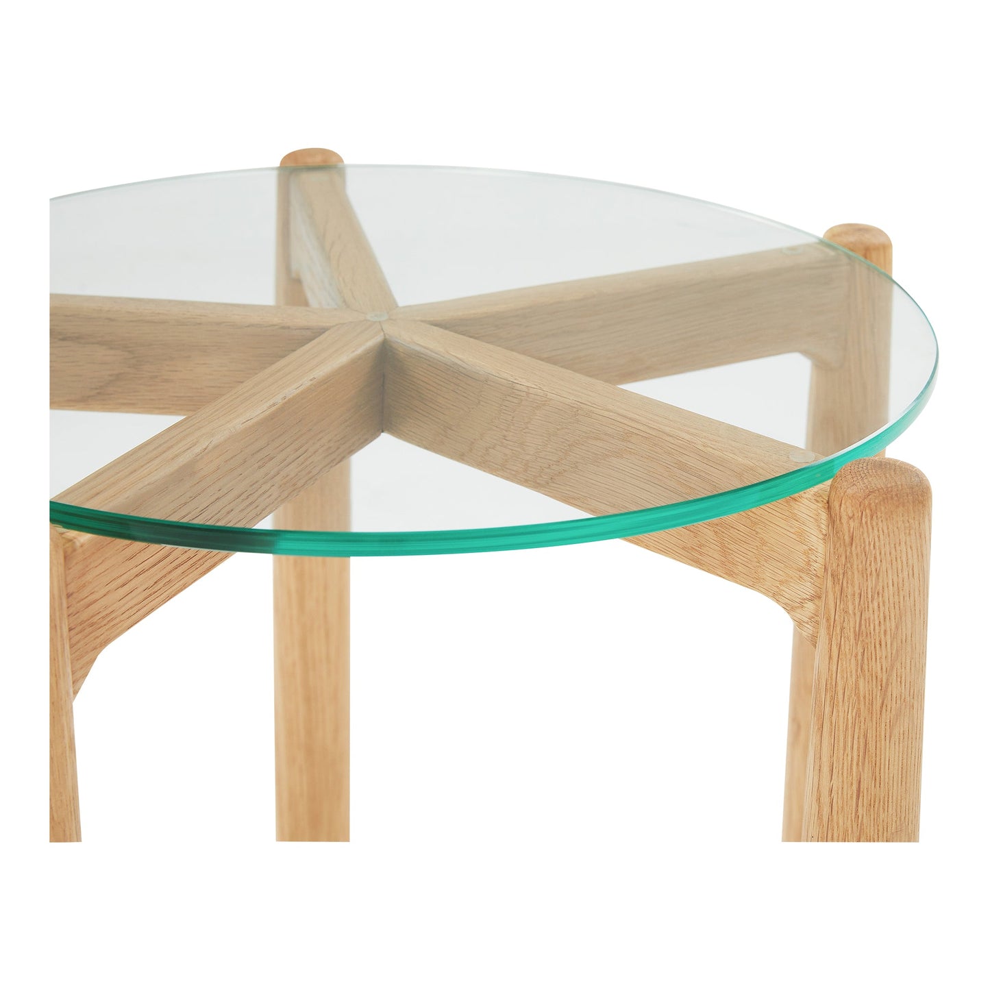 Hetta Wood and Glass Round Side Table