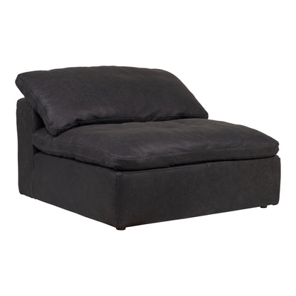 Clay Black Leather and Wood Slipper Chair