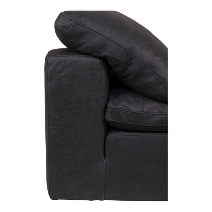 Clay Black Leather and Wood Slipper Chair