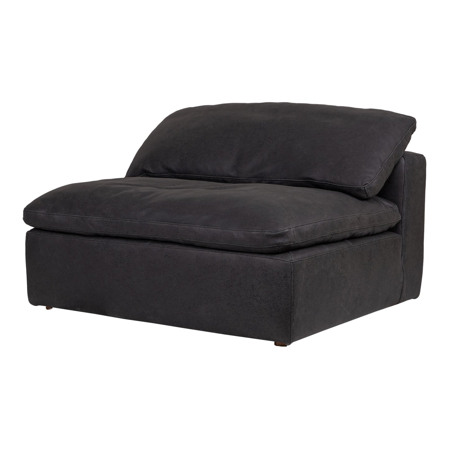 Clay Black Leather and Wood Slipper Chair