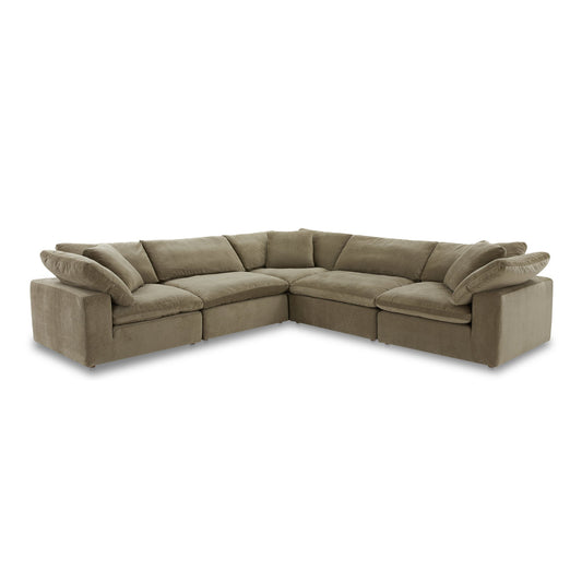 Clay Classic Polyester and Wood Green L Modular Sectional