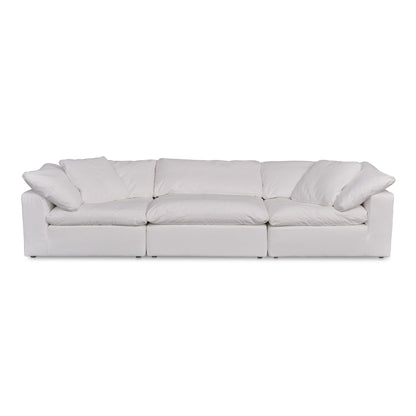 Clay Polyester and Wood White Modular Sofa