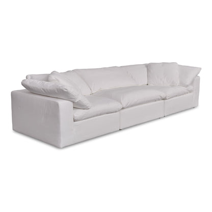 Clay Polyester and Wood White Modular Sofa