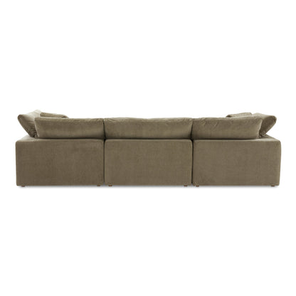 Clay Polyester and Wood Green Modular Sofa