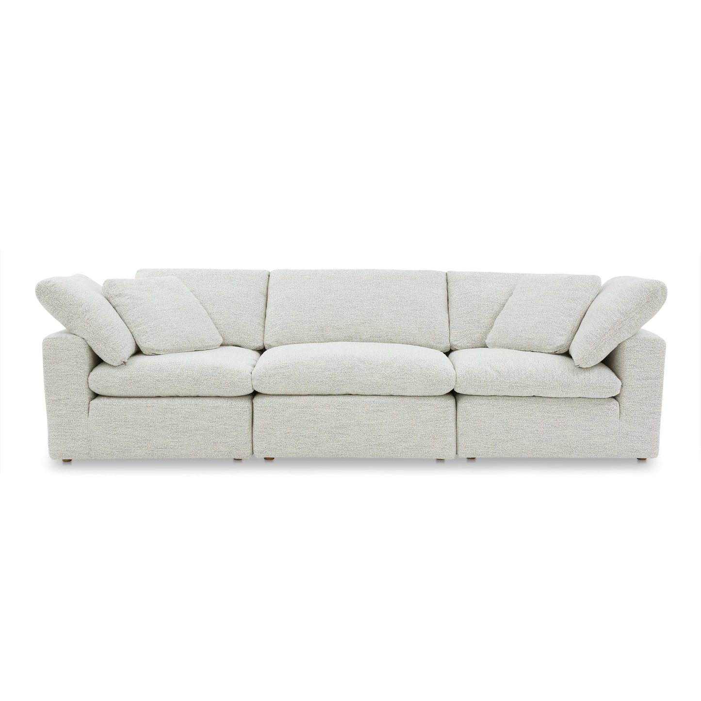 Terra Polyester Fabric and Wood Off-White Modular Sofa