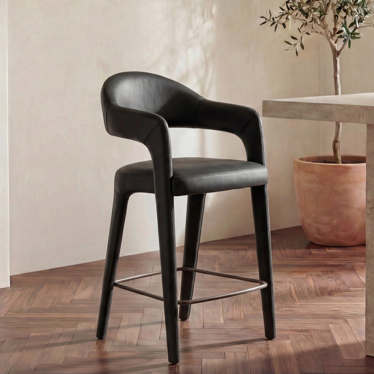 Martens Metal Frame Leather Counter Stool