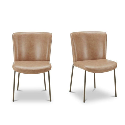 Early Curved Back Leather Dining Chair (Set Of 2)