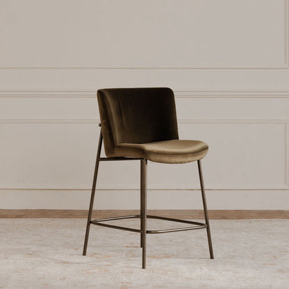 Early Metal Frame With Curved Back Counter Stool